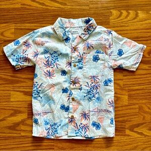Carter’s Boys Size 6 6A Button Down Short Sleeve Collared Shirt Tropical EUC!